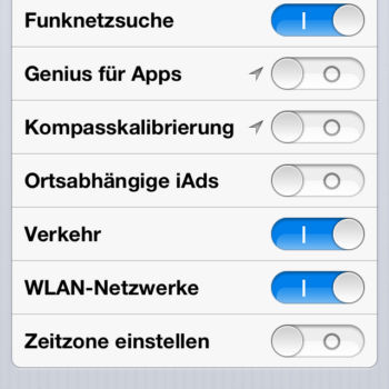 Systemdienste der Ortungsdienste in iOS 6