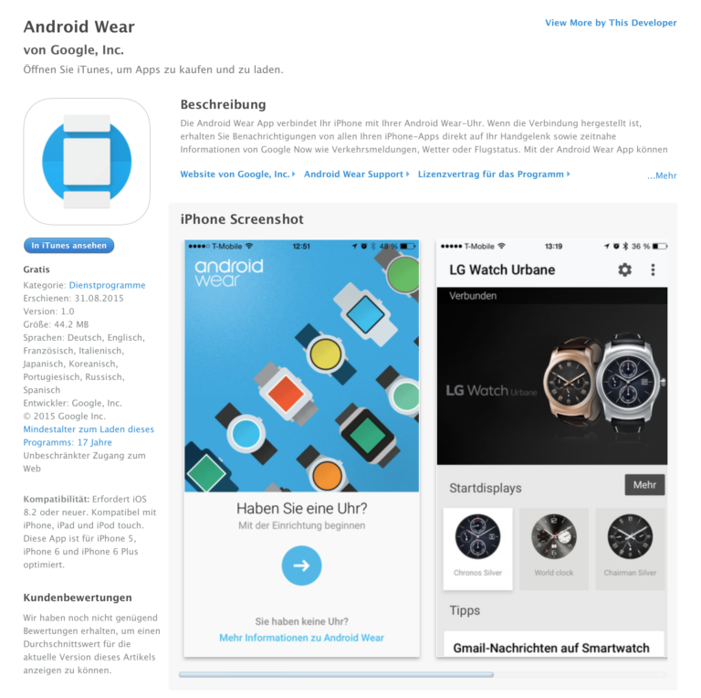 iPhone und Android Smartwatch geht jetzt.